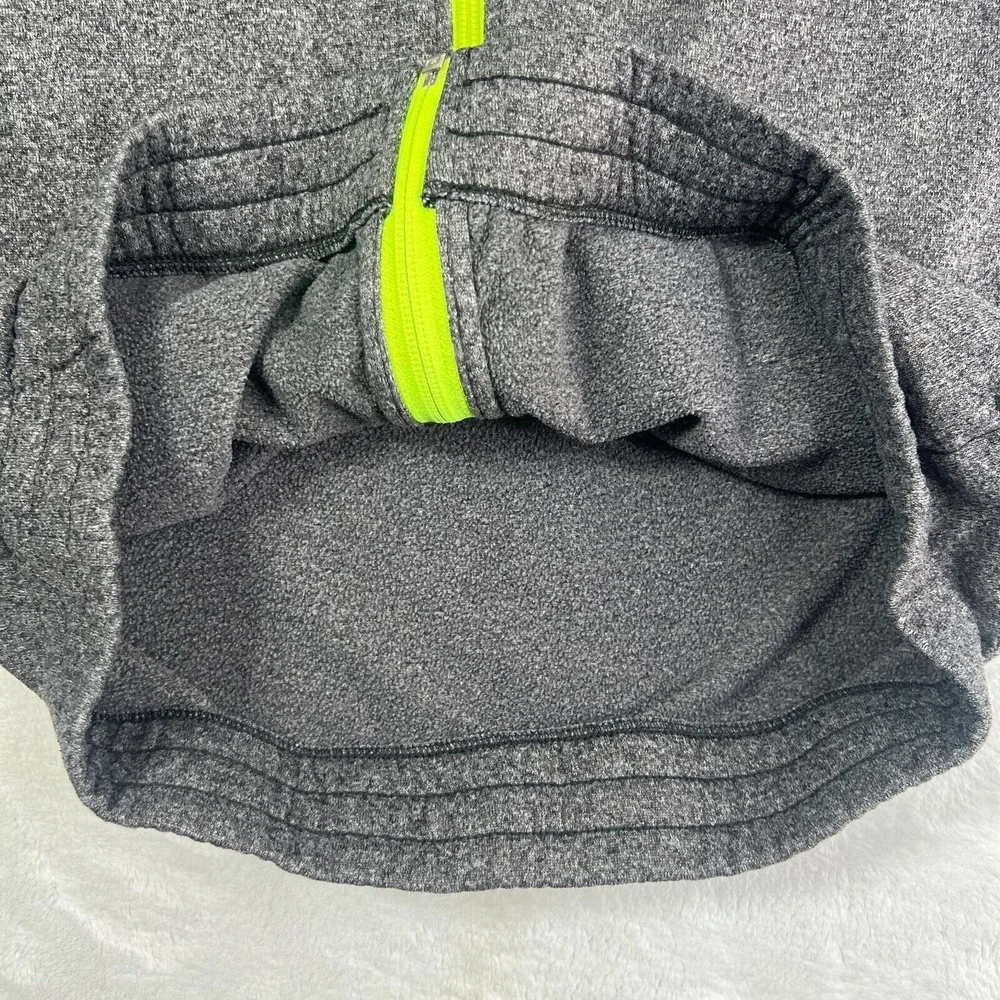 Adidas Performance Hoodie Men's M Gray Neon Yellow Full-Zip Hooded‎ Sweatshirt